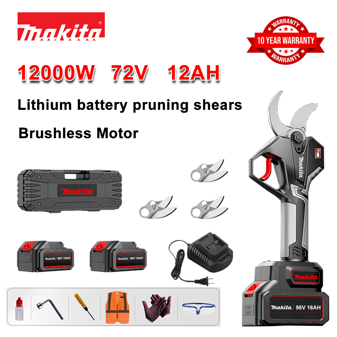 Tesoura de poda com bateria de lítio sem escova de 12000 W + bateria de 78 V e 12 Ah * 2 + lâmina de liga sk9 * 3 + carregador + display de energia LED + caixa de ferramentas + óleo lubrificante + óculos de proteção + 10 anos de garantia